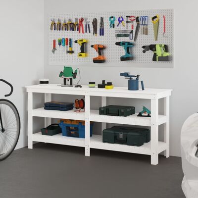 vidaXL Werkbank Weiß 181x50x80 cm Massivholz Kiefer - Weiß vidaXL Werkbank Weiß 181x50x80 cm Massivholz Kiefer - Weiß