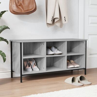 vidaXL Schuhregal Grau Sonoma 100x35x50 cm Holzwerkstoff - Grau vidaXL Schuhregal Grau Sonoma 100x35x50 cm Holzwerkstoff - Grau