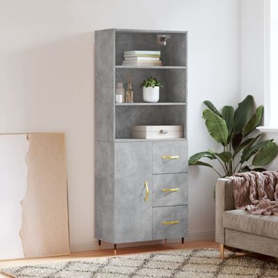 vidaXL Highboard Betongrau 69,5x34x180 cm Holzwerkstoff - Grau vidaXL Highboard Betongrau 69,5x34x180 cm Holzwerkstoff - Grau