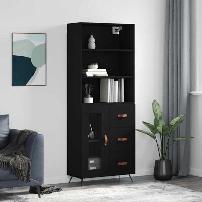 vidaXL Highboard Schwarz 69,5x34x180 cm Holzwerkstoff - Schwarz vidaXL Highboard Schwarz 69,5x34x180 cm Holzwerkstoff - Schwarz