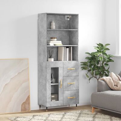 vidaXL Highboard Betongrau 69,5x34x180 cm Holzwerkstoff - Grau vidaXL Highboard Betongrau 69,5x34x180 cm Holzwerkstoff - Grau