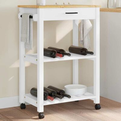 vidaXL Küchenwagen MONZA 60x40x88,5 cm Massivholz Kiefer - Weiß vidaXL Küchenwagen MONZA 60x40x88,5 cm Massivholz Kiefer - Weiß