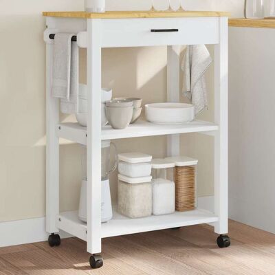 vidaXL Küchenwagen MONZA 60x40x88,5 cm Massivholz Kiefer - Weiß vidaXL Küchenwagen MONZA 60x40x88,5 cm Massivholz Kiefer - Weiß