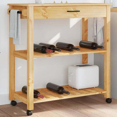 vidaXL Küchenwagen MONZA 84x40x88,5 cm Massivholz Kiefer - Braun vidaXL Küchenwagen MONZA 84x40x88,5 cm Massivholz Kiefer - Braun