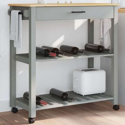 vidaXL Küchenwagen MONZA 84x40x88,5 cm Massivholz Kiefer - Grau vidaXL Küchenwagen MONZA 84x40x88,5 cm Massivholz Kiefer - Grau