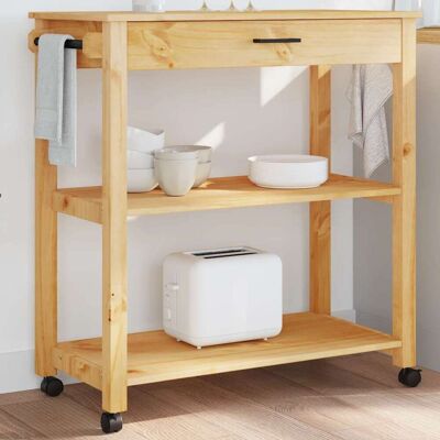 vidaXL Küchenwagen MONZA 84x40x88,5 cm Massivholz Kiefer - Braun vidaXL Küchenwagen MONZA 84x40x88,5 cm Massivholz Kiefer - Braun