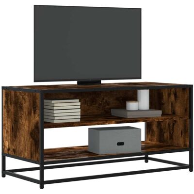 vidaXL TV-Schrank Räuchereiche 91x40x46 cm Holzwerkstoff und Metall - Braun vidaXL TV-Schrank Räuchereiche 91x40x46 cm Holzwerkstoff und Metall - Braun