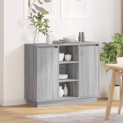 vidaXL LED-Sideboard Graues Sonoma 90 x 32 x 75 cm Holzwerkstoff - Grau vidaXL LED-Sideboard Graues Sonoma 90 x 32 x 75 cm Holzwerkstoff - Grau