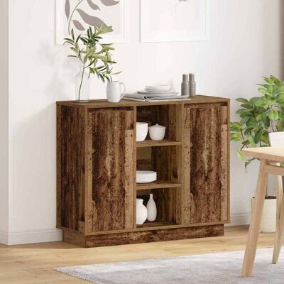 vidaXL LED-Sideboard Altholz 90 x 32 x 75 cm Holzwerkstoff - Braun vidaXL LED-Sideboard Altholz 90 x 32 x 75 cm Holzwerkstoff - Braun