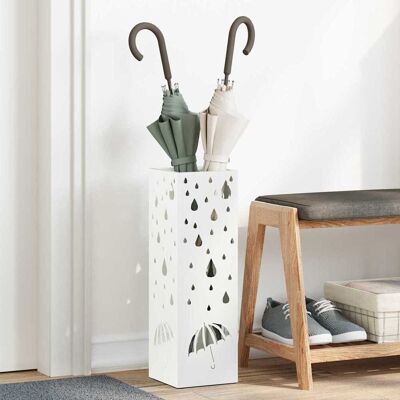 vidaXL Regenschirmständer mit Speicher Weiß 15,5 x 15,5 x 49 cm Stahl - Weiß vidaXL Regenschirmständer mit Speicher Weiß 15,5 x 15,5 x 49 cm Stahl - Weiß