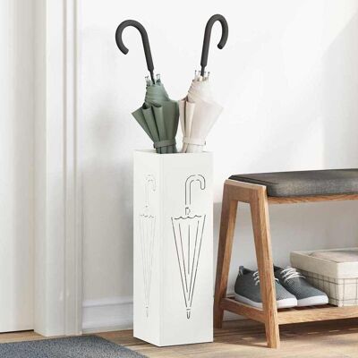 vidaXL Regenschirmständer mit Speicher Weiß 15,5 x 15,5 x 49 cm Stahl - Weiß vidaXL Regenschirmständer mit Speicher Weiß 15,5 x 15,5 x 49 cm Stahl - Weiß