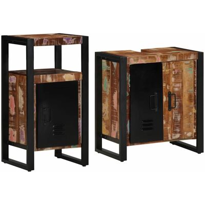 vidaXL Badezimmermöbel-Set mit Regal 2 pcs Massives upgecyceltes Holz - Mehrfarbig vidaXL Badezimmermöbel-Set mit Regal 2 pcs Massives upgecyceltes Holz - Mehrfarbig