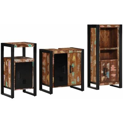vidaXL Badezimmermöbel-Set mit Regal 3 pcs Massives upgecyceltes Holz - Mehrfarbig vidaXL Badezimmermöbel-Set mit Regal 3 pcs Massives upgecyceltes Holz - Mehrfarbig