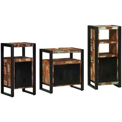 vidaXL Badezimmermöbel-Set mit Regal 3 pcs Massives upgecyceltes Holz - Mehrfarbig vidaXL Badezimmermöbel-Set mit Regal 3 pcs Massives upgecyceltes Holz - Mehrfarbig