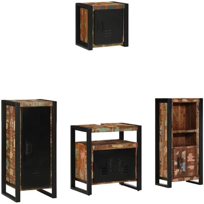 vidaXL Badezimmermöbel-Set mit Regal 4 pcs Massives upgecyceltes Holz - Mehrfarbig vidaXL Badezimmermöbel-Set mit Regal 4 pcs Massives upgecyceltes Holz - Mehrfarbig