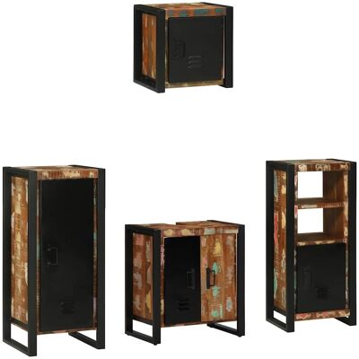 vidaXL Badezimmermöbel-Set mit Regal 4 pcs Massives upgecyceltes Holz - Mehrfarbig vidaXL Badezimmermöbel-Set mit Regal 4 pcs Massives upgecyceltes Holz - Mehrfarbig