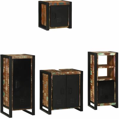 vidaXL Badezimmermöbel-Set mit Regal 4 pcs Massives upgecyceltes Holz - Mehrfarbig vidaXL Badezimmermöbel-Set mit Regal 4 pcs Massives upgecyceltes Holz - Mehrfarbig