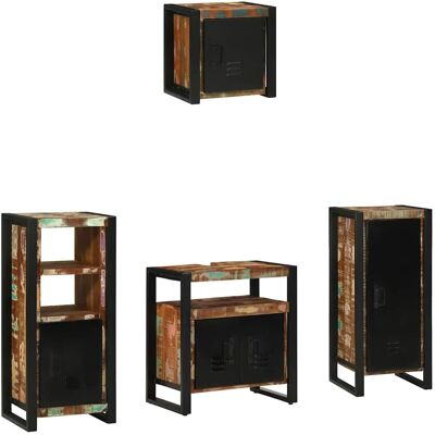 vidaXL Badezimmermöbel-Set mit Regal 4 pcs Massives upgecyceltes Holz - Mehrfarbig vidaXL Badezimmermöbel-Set mit Regal 4 pcs Massives upgecyceltes Holz - Mehrfarbig