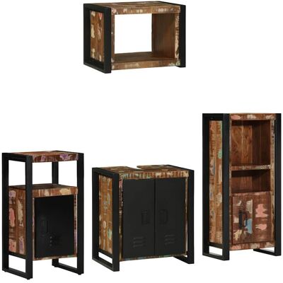 vidaXL Badezimmermöbel-Set mit Regal 4 pcs Massives upgecyceltes Holz - Mehrfarbig vidaXL Badezimmermöbel-Set mit Regal 4 pcs Massives upgecyceltes Holz - Mehrfarbig