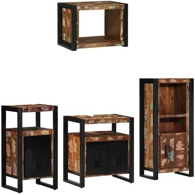 vidaXL Badezimmermöbel-Set mit Regal 4 pcs Massives upgecyceltes Holz - Mehrfarbig vidaXL Badezimmermöbel-Set mit Regal 4 pcs Massives upgecyceltes Holz - Mehrfarbig