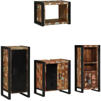 vidaXL Badezimmermöbel-Set mit Regal 4 pcs Massives upgecyceltes Holz - Mehrfarbig vidaXL Badezimmermöbel-Set mit Regal 4 pcs Massives upgecyceltes Holz - Mehrfarbig