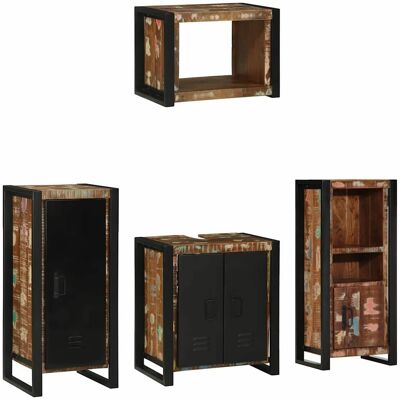 vidaXL Badezimmermöbel-Set mit Regal 4 pcs Massives upgecyceltes Holz - Mehrfarbig vidaXL Badezimmermöbel-Set mit Regal 4 pcs Massives upgecyceltes Holz - Mehrfarbig