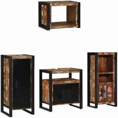 vidaXL Badezimmermöbel-Set mit Regal 4 pcs Massives upgecyceltes Holz - Mehrfarbig vidaXL Badezimmermöbel-Set mit Regal 4 pcs Massives upgecyceltes Holz - Mehrfarbig