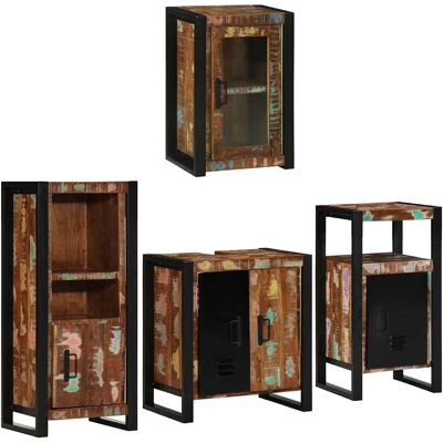 vidaXL Badezimmermöbel-Set mit Regal 4 pcs Mehrfarbig Massives Altholz - Mehrfarbig vidaXL Badezimmermöbel-Set mit Regal 4 pcs Mehrfarbig Massives Altholz - Mehrfarbig