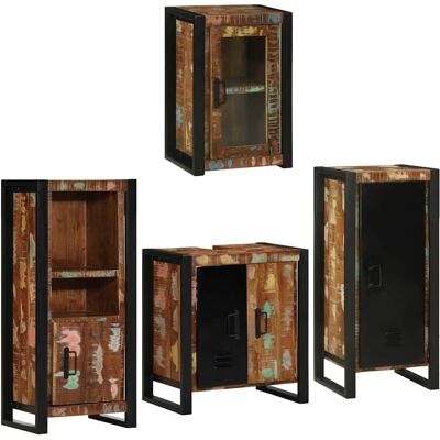 vidaXL Badezimmermöbel-Set mit Regal 4 pcs Mehrfarbig Massives Altholz - Mehrfarbig vidaXL Badezimmermöbel-Set mit Regal 4 pcs Mehrfarbig Massives Altholz - Mehrfarbig