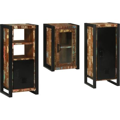 vidaXL Badezimmermöbel-Set mit Regal 3 pcs Mehrfarbig Massives Altholz - Mehrfarbig vidaXL Badezimmermöbel-Set mit Regal 3 pcs Mehrfarbig Massives Altholz - Mehrfarbig