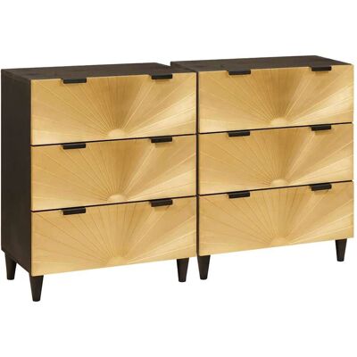 vidaXL Sideboard Set 2 pcs Schwarz und Messing 120 x 33 x 75 cm - Schwarz vidaXL Sideboard Set 2 pcs Schwarz und Messing 120 x 33 x 75 cm - Schwarz