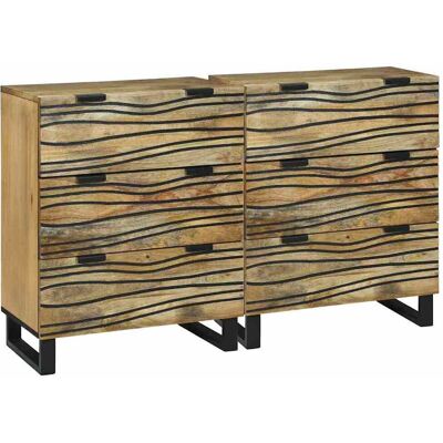 vidaXL Sideboard Set 2 pcs Natur 120 x 33,5 x 75 cm Massivholz Mango - Braun vidaXL Sideboard Set 2 pcs Natur 120 x 33,5 x 75 cm Massivholz Mango - Braun