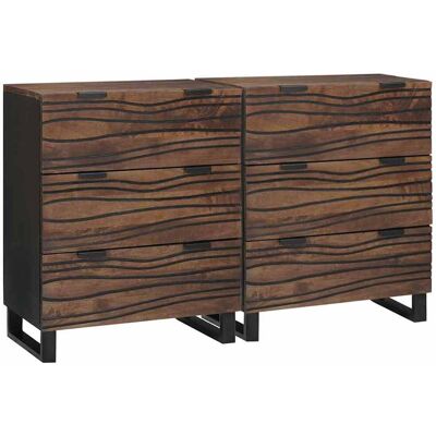 vidaXL Sideboard Set 2 pcs Walnuss 120 x 33,5 x 75 cm Massivholz Mango - Braun vidaXL Sideboard Set 2 pcs Walnuss 120 x 33,5 x 75 cm Massivholz Mango - Braun