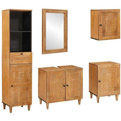 vidaXL Badezimmermöbel-Set mit Schubladen 5 pcs Braun Holzwerkstoff - Braun vidaXL Badezimmermöbel-Set mit Schubladen 5 pcs Braun Holzwerkstoff - Braun