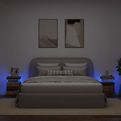 vidaXL LED-Nachttische 2 Stk. Altholz-Optik 35x39x55 cm Holzwerkstoff - Braun vidaXL LED-Nachttische 2 Stk. Altholz-Optik 35x39x55 cm Holzwerkstoff - Braun