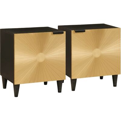 vidaXL Nachttisch 2 pcs Schwarz und Gold 40 x 33 x 46 cm Holzwerkstoff - Schwarz vidaXL Nachttisch 2 pcs Schwarz und Gold 40 x 33 x 46 cm Holzwerkstoff - Schwarz