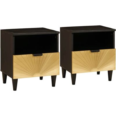 vidaXL Nachttisch 2 pcs Schwarz und Gold 40 x 33 x 46 cm Holzwerkstoff - Schwarz vidaXL Nachttisch 2 pcs Schwarz und Gold 40 x 33 x 46 cm Holzwerkstoff - Schwarz