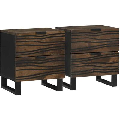 vidaXL Nachttisch 2 pcs Walnuss 40 x 33 x 46 cm Holzwerkstoff - Braun vidaXL Nachttisch 2 pcs Walnuss 40 x 33 x 46 cm Holzwerkstoff - Braun