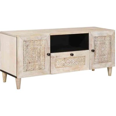 vidaXL TV-Einheiten mit Schubladen Weiß 105 x 33 x 46 cm Holzwerkstoff - Weiß vidaXL TV-Einheiten mit Schubladen Weiß 105 x 33 x 46 cm Holzwerkstoff - Weiß