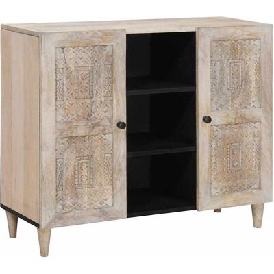 vidaXL Sideboard Bleached White 90 x 33 x 75 cm Massivholz Mango - Weiß vidaXL Sideboard Bleached White 90 x 33 x 75 cm Massivholz Mango - Weiß
