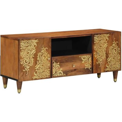 vidaXL TV-Schränk mit Tür Honigbraun 105 x 33 x 46 cm Massivholz Mango - Braun vidaXL TV-Schränk mit Tür Honigbraun 105 x 33 x 46 cm Massivholz Mango - Braun