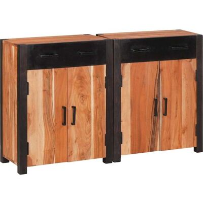 vidaXL Sideboard 2 pcs Braun 110 x 30 x 75 cm Massivholz Akazie - Braun vidaXL Sideboard 2 pcs Braun 110 x 30 x 75 cm Massivholz Akazie - Braun
