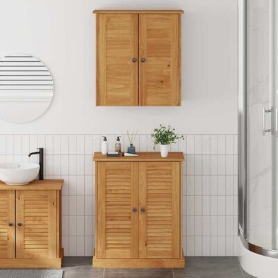 vidaXL Badezimmermöbel-Set mit Regal VIGO 2 pcs Braun und Honigbraun - Braun vidaXL Badezimmermöbel-Set mit Regal VIGO 2 pcs Braun und Honigbraun - Braun