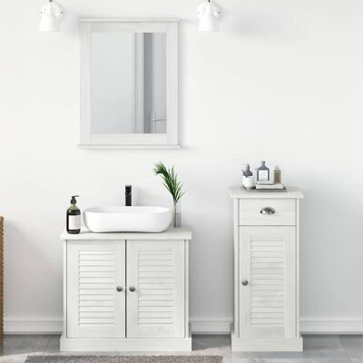 vidaXL Badezimmermöbel-Set 3 pcs Antik Weiß Massives Kiefernholz - Weiß vidaXL Badezimmermöbel-Set 3 pcs Antik Weiß Massives Kiefernholz - Weiß