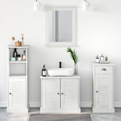 vidaXL Badezimmermöbel-Set 4 pcs Antik Weiß Massives Kiefernholz - Weiß vidaXL Badezimmermöbel-Set 4 pcs Antik Weiß Massives Kiefernholz - Weiß