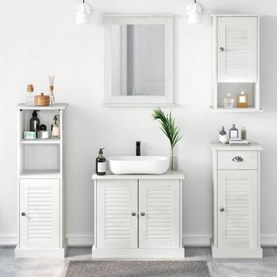 vidaXL Badezimmermöbel-Set VIGO 5 pcs Antik Weiß Massives Kiefernholz - Weiß vidaXL Badezimmermöbel-Set VIGO 5 pcs Antik Weiß Massives Kiefernholz - Weiß