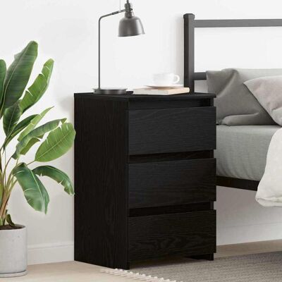 vidaXL Nachttisch Schwarz - Nachttisch, 40x35x62.5cm, Schwarz, Rechteckig, 3 Schubladen vidaXL Nachttisch Schwarz - Nachttisch, 40x35x62.5cm, Schwarz, Rechteckig, 3 Schubladen
