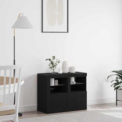 vidaXL LED-Sideboard 2 pcs Schwarz Eichen-Optik 41 x 37 x 67 cm - Schwarz vidaXL LED-Sideboard 2 pcs Schwarz Eichen-Optik 41 x 37 x 67 cm - Schwarz