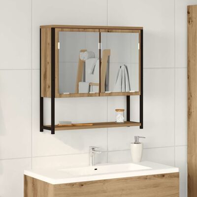 VIDAXL - Badezimmer Schrank mit Spiegel Rustikaler Eiche 60x16x60 cm Holzwerkstoff VIDAXL - Badezimmer Schrank mit Spiegel Rustikaler Eiche 60x16x60 cm Holzwerkstoff