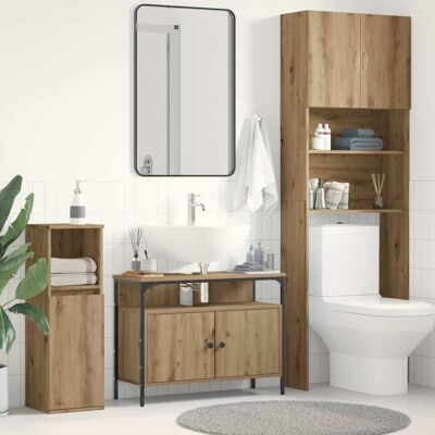 vidaXL Waschbeckenschrank Artisan-Eiche 80 x 30 x 60 cm Holzwerkstoff - Braun vidaXL Waschbeckenschrank Artisan-Eiche 80 x 30 x 60 cm Holzwerkstoff - Braun